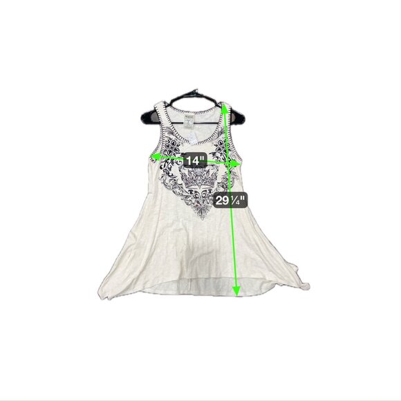 Vocal Assymetrical Floral Print Rhinestone Accents Tank Top Size XL Relaxed NWT - Picture 8 of 10